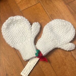 Cozy White Knit Mittens for Kids